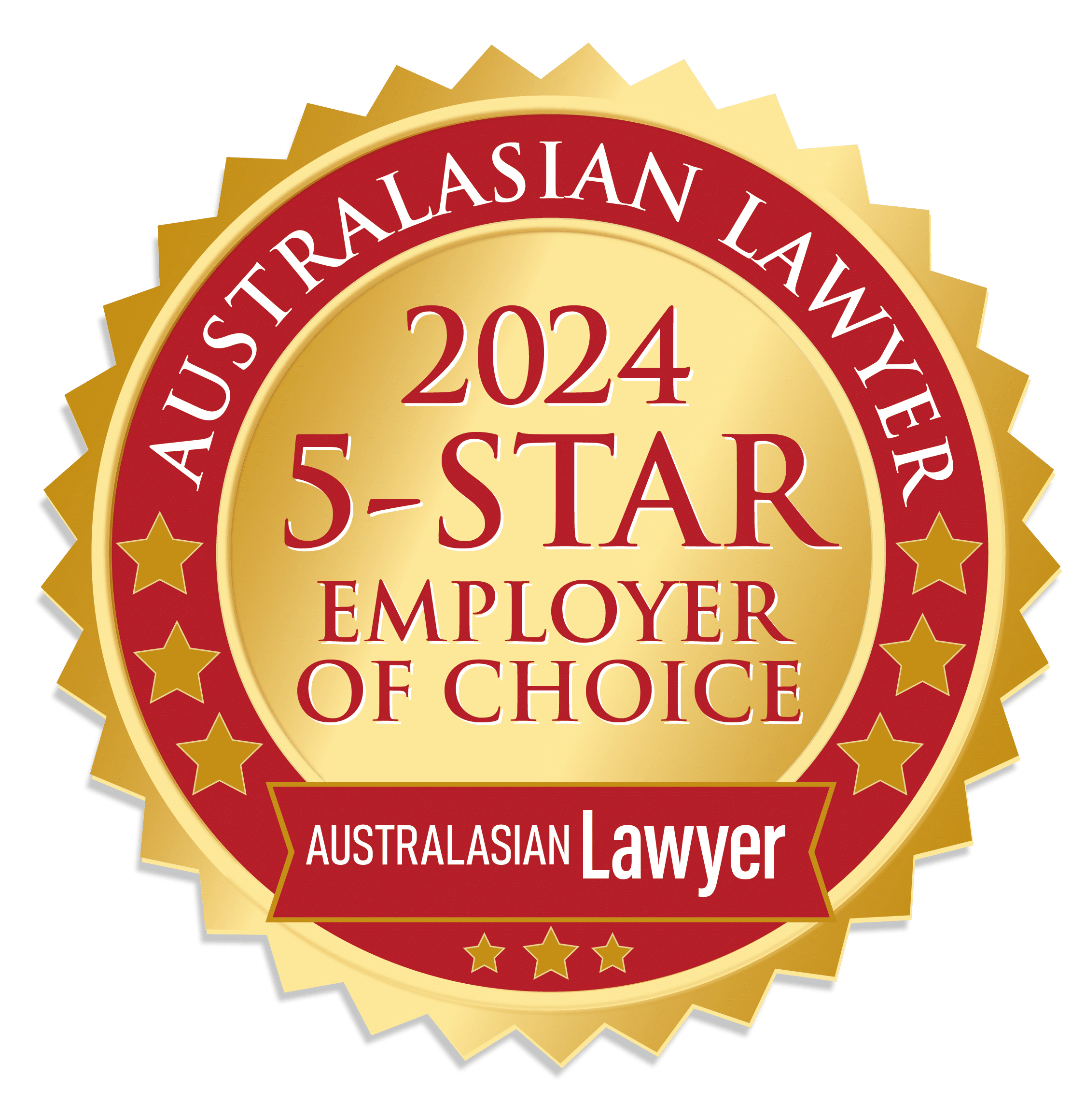 Image of medal - Australasian Lawyer 5-star Employer of Choice